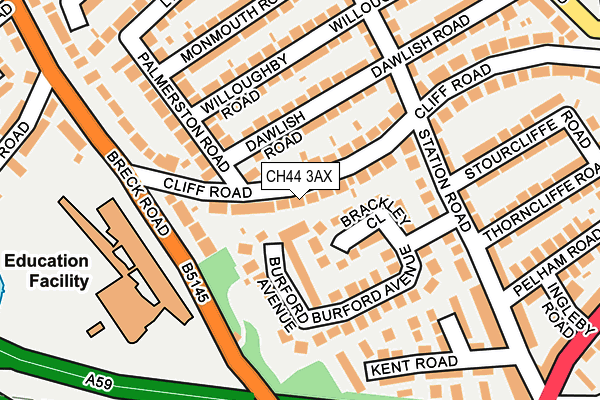 CH44 3AX map - OS OpenMap – Local (Ordnance Survey)