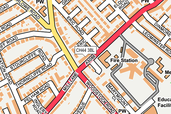 CH44 3BL map - OS OpenMap – Local (Ordnance Survey)