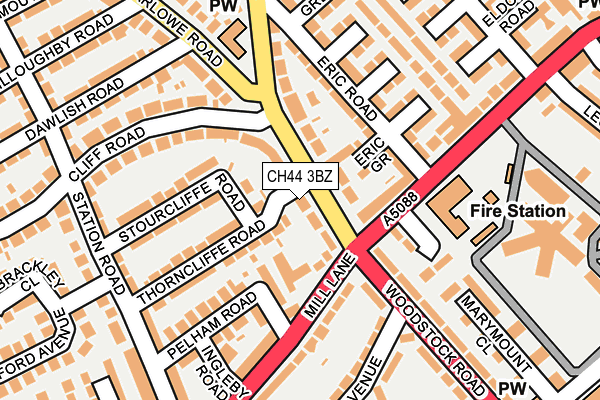 CH44 3BZ map - OS OpenMap – Local (Ordnance Survey)