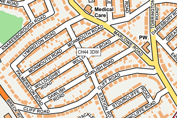 CH44 3DW map - OS OpenMap – Local (Ordnance Survey)