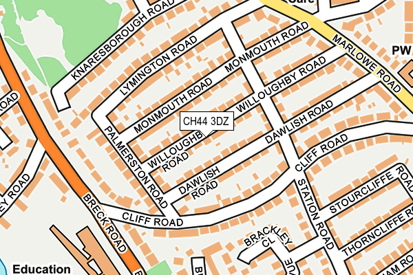 CH44 3DZ map - OS OpenMap – Local (Ordnance Survey)