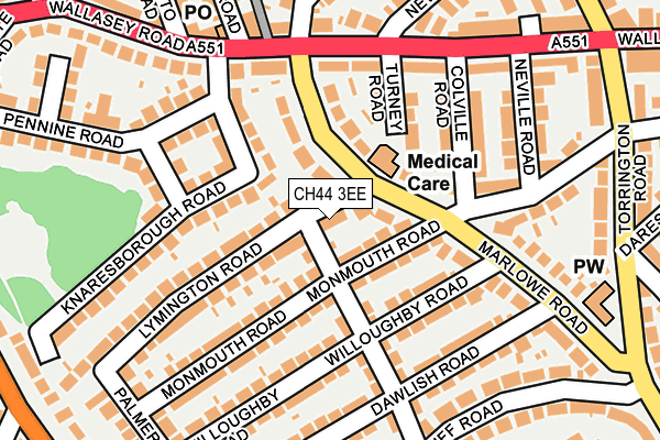 CH44 3EE map - OS OpenMap – Local (Ordnance Survey)