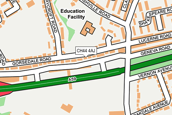 CH44 4AJ map - OS OpenMap – Local (Ordnance Survey)