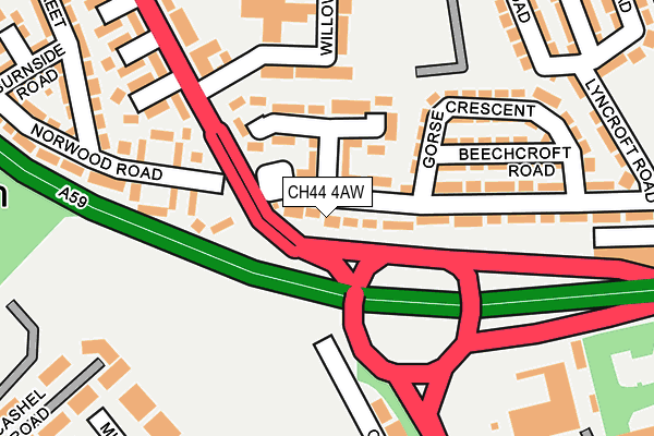 CH44 4AW map - OS OpenMap – Local (Ordnance Survey)