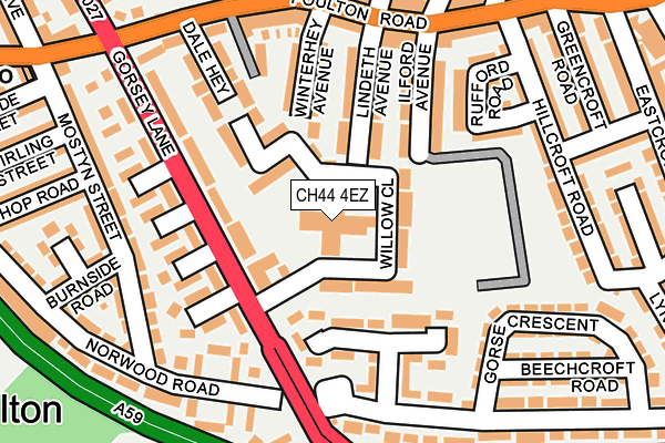 CH44 4EZ map - OS OpenMap – Local (Ordnance Survey)