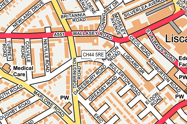 CH44 5RE map - OS OpenMap – Local (Ordnance Survey)