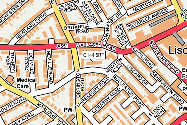 CH44 5RF map - OS OpenMap – Local (Ordnance Survey)