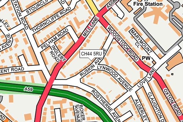 CH44 5RU map - OS OpenMap – Local (Ordnance Survey)