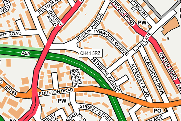 CH44 5RZ map - OS OpenMap – Local (Ordnance Survey)