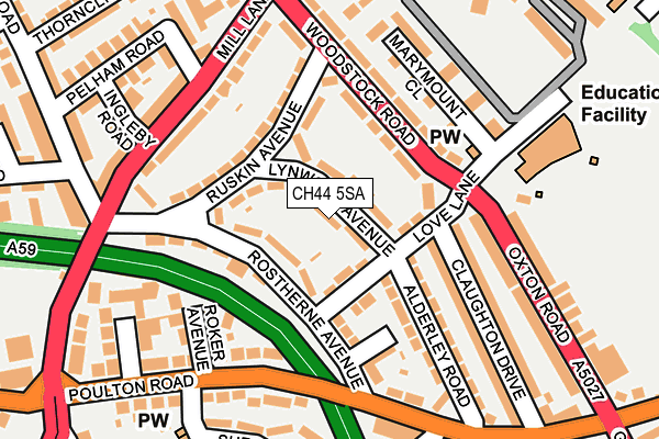 CH44 5SA map - OS OpenMap – Local (Ordnance Survey)