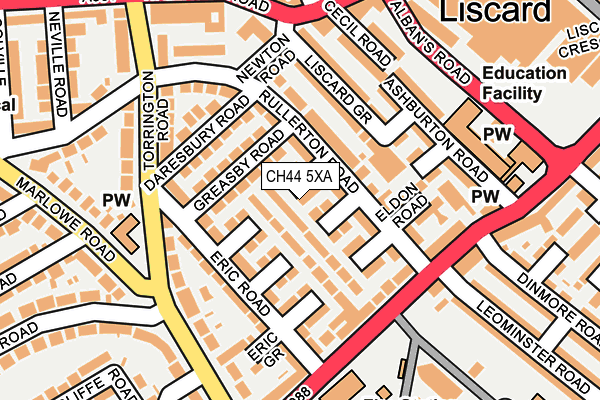 CH44 5XA map - OS OpenMap – Local (Ordnance Survey)