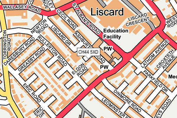 CH44 5XD map - OS OpenMap – Local (Ordnance Survey)