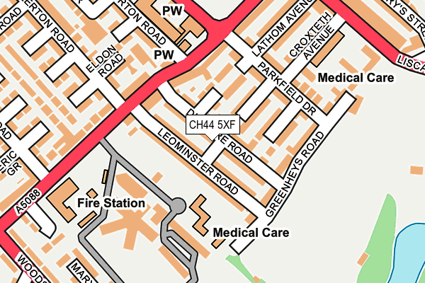 CH44 5XF map - OS OpenMap – Local (Ordnance Survey)
