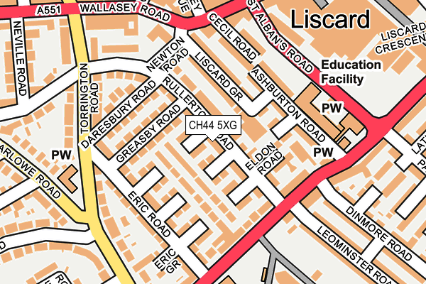 CH44 5XG map - OS OpenMap – Local (Ordnance Survey)