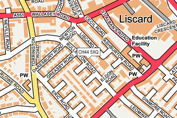 CH44 5XQ map - OS OpenMap – Local (Ordnance Survey)