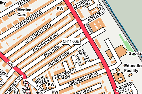 CH44 6QE map - OS OpenMap – Local (Ordnance Survey)