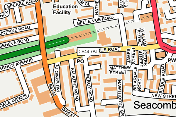 CH44 7AJ map - OS OpenMap – Local (Ordnance Survey)