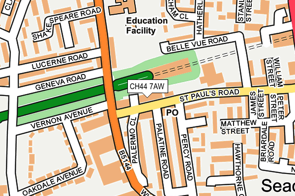 CH44 7AW map - OS OpenMap – Local (Ordnance Survey)