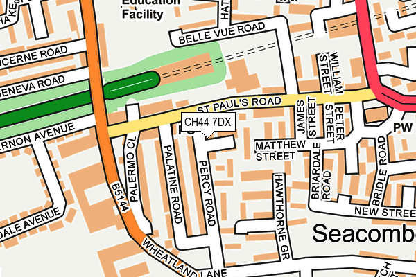 CH44 7DX map - OS OpenMap – Local (Ordnance Survey)