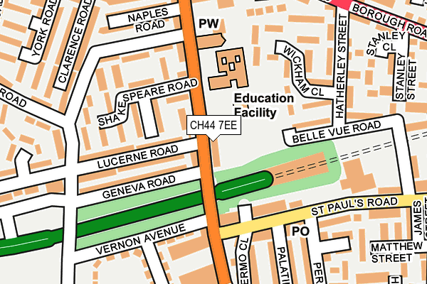 CH44 7EE map - OS OpenMap – Local (Ordnance Survey)
