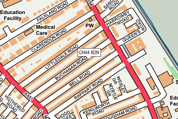 CH44 8DN map - OS OpenMap – Local (Ordnance Survey)