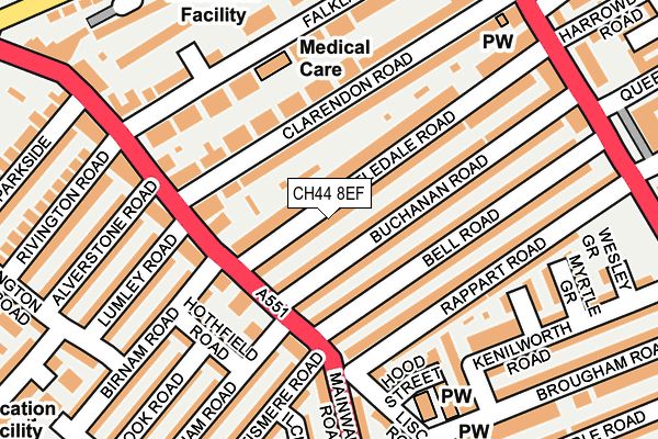 CH44 8EF map - OS OpenMap – Local (Ordnance Survey)