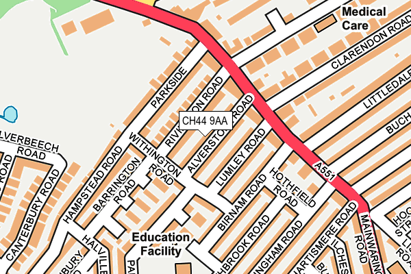 CH44 9AA map - OS OpenMap – Local (Ordnance Survey)