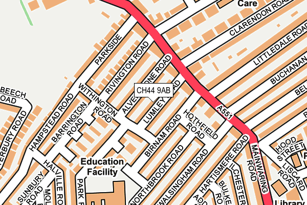 CH44 9AB map - OS OpenMap – Local (Ordnance Survey)