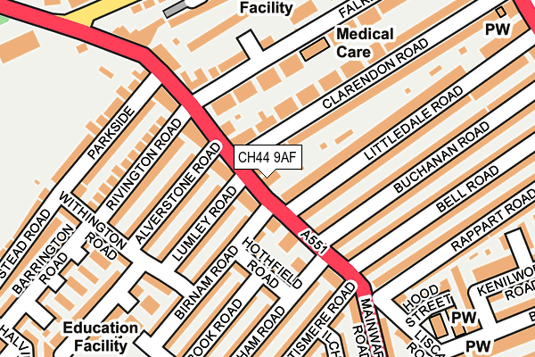 CH44 9AF map - OS OpenMap – Local (Ordnance Survey)