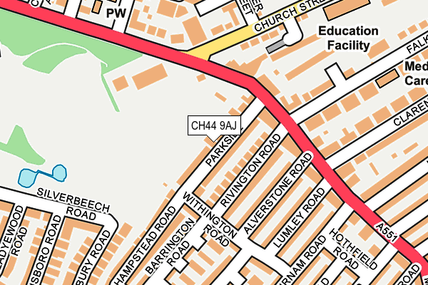 CH44 9AJ map - OS OpenMap – Local (Ordnance Survey)