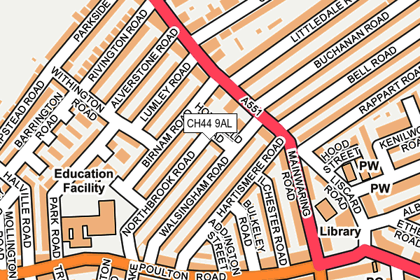 CH44 9AL map - OS OpenMap – Local (Ordnance Survey)