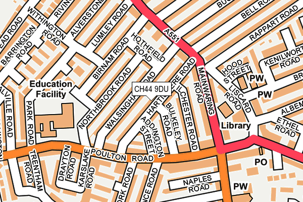 CH44 9DU map - OS OpenMap – Local (Ordnance Survey)