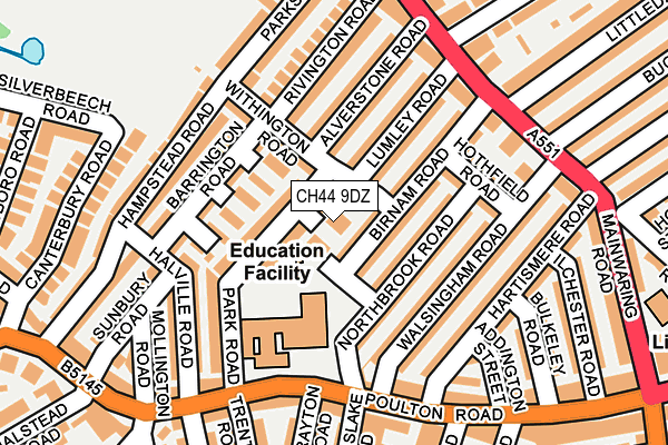 CH44 9DZ map - OS OpenMap – Local (Ordnance Survey)