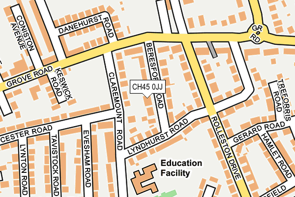 CH45 0JJ map - OS OpenMap – Local (Ordnance Survey)