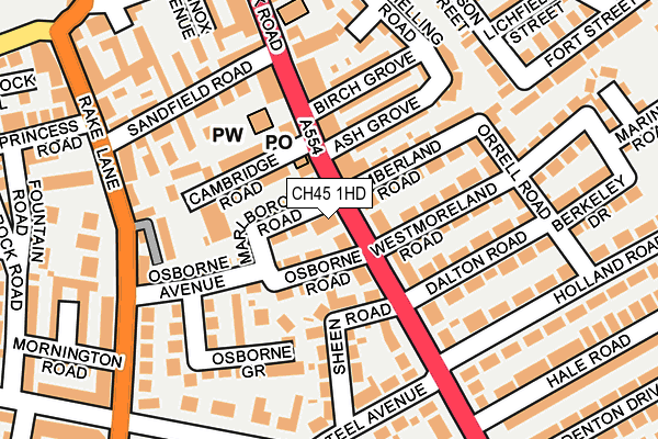 CH45 1HD map - OS OpenMap – Local (Ordnance Survey)