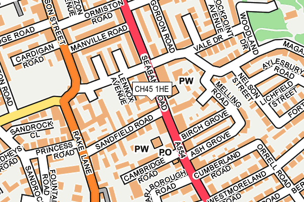 CH45 1HE map - OS OpenMap – Local (Ordnance Survey)