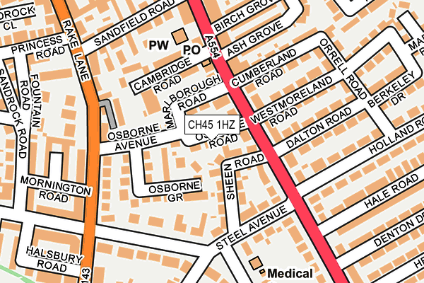 CH45 1HZ map - OS OpenMap – Local (Ordnance Survey)