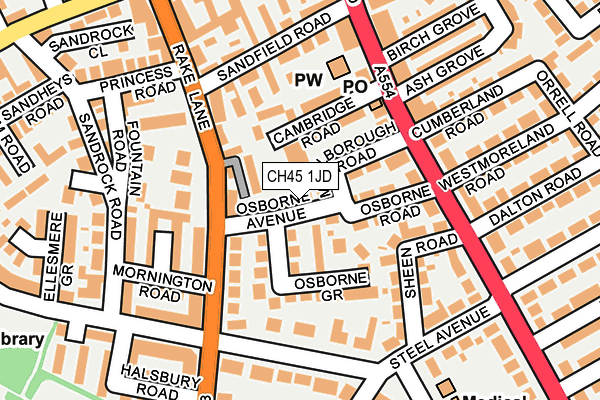 CH45 1JD map - OS OpenMap – Local (Ordnance Survey)