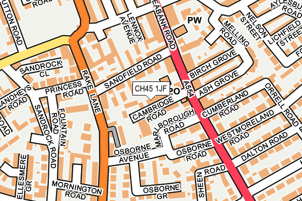 CH45 1JF map - OS OpenMap – Local (Ordnance Survey)