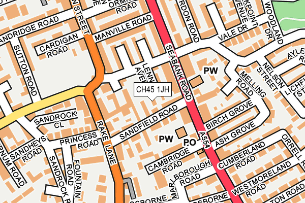 CH45 1JH map - OS OpenMap – Local (Ordnance Survey)