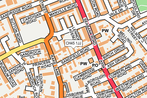 CH45 1JJ map - OS OpenMap – Local (Ordnance Survey)