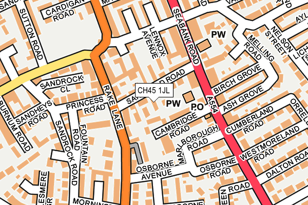 CH45 1JL map - OS OpenMap – Local (Ordnance Survey)