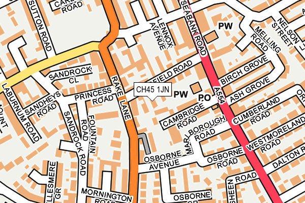 CH45 1JN map - OS OpenMap – Local (Ordnance Survey)