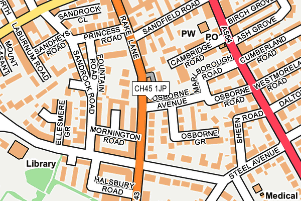 CH45 1JP map - OS OpenMap – Local (Ordnance Survey)