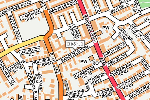 CH45 1JQ map - OS OpenMap – Local (Ordnance Survey)