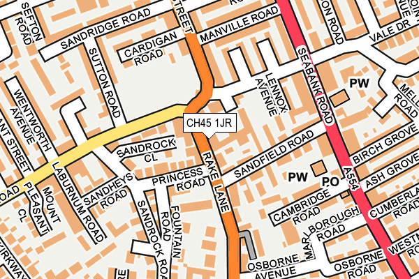 CH45 1JR map - OS OpenMap – Local (Ordnance Survey)