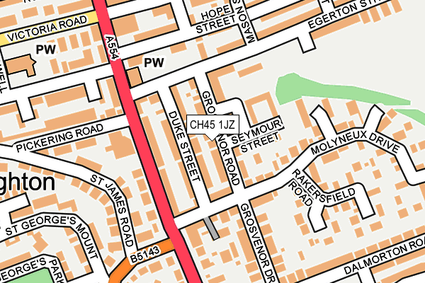 CH45 1JZ map - OS OpenMap – Local (Ordnance Survey)