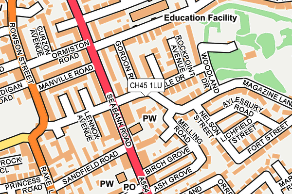 CH45 1LU map - OS OpenMap – Local (Ordnance Survey)