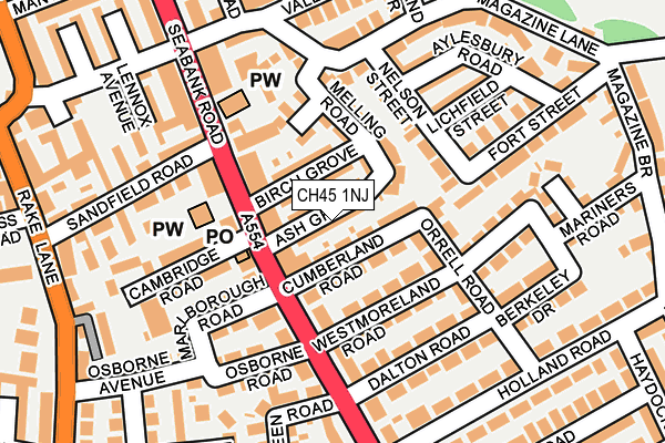 CH45 1NJ map - OS OpenMap – Local (Ordnance Survey)