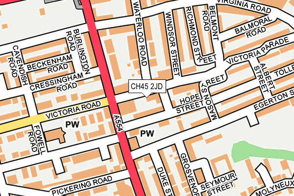 CH45 2JD map - OS OpenMap – Local (Ordnance Survey)